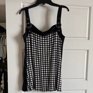 Belldini Black and White Checkered Top with buckle detail